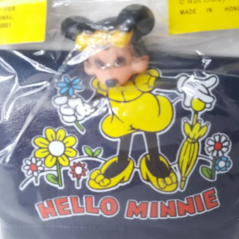 Vintage Minnie Mouse Vinyl Purse Doll Bag Hello Disney Hello Minnie NOS Black